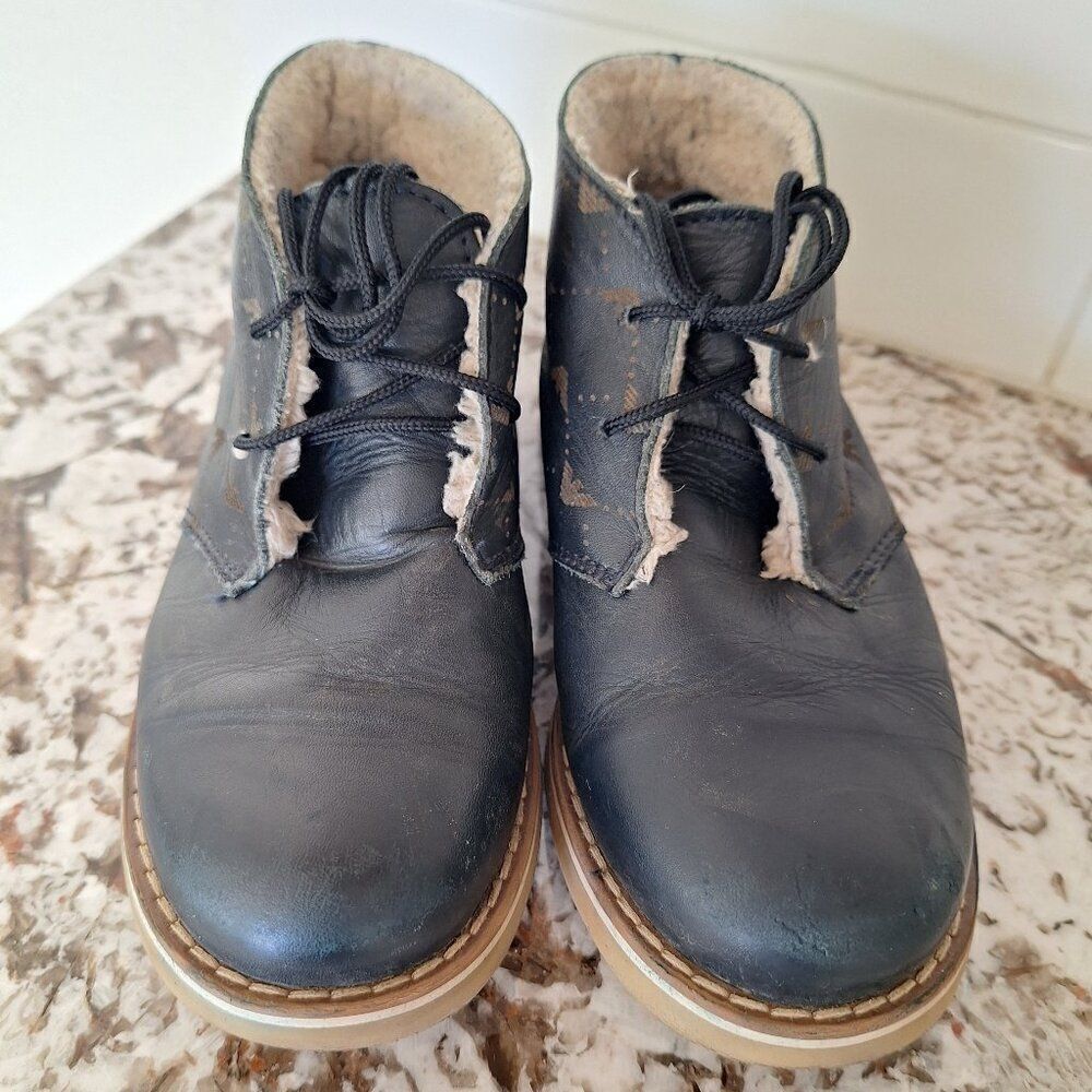 Armani Junior Winter Blue Leather Boots for Kids size 13